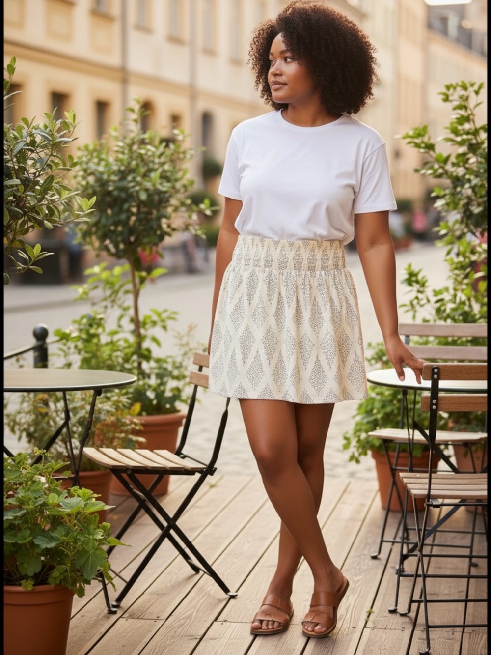 Madewell Cream Mini Skirt with Black Spot Print - Picture 3 of 4